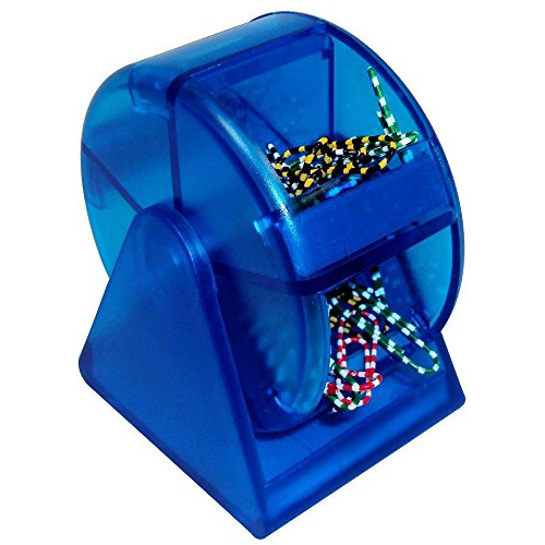 Dispensador De Clips De Papel - Noria De Plástico Azul, 5 Co