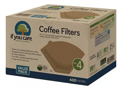 If You Care #4 Unbleached Coffee Filter, 400 Ct