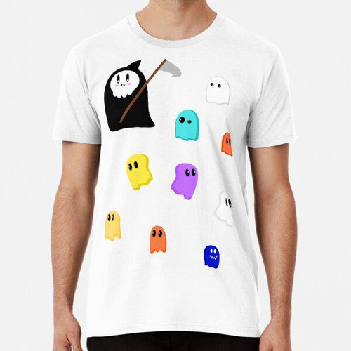 Remera Cute Grim Reaper Y Little Ghosts Cute, Halloween Cute