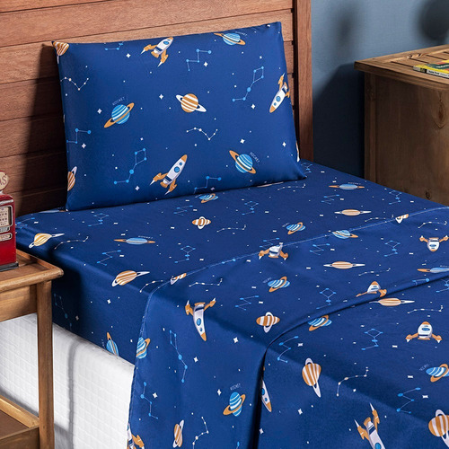 Jogo De Cama Infantil Solteiro Estampado Menina/menino 3pçs Cor Galaxia Desenho Do Tecido Bouti