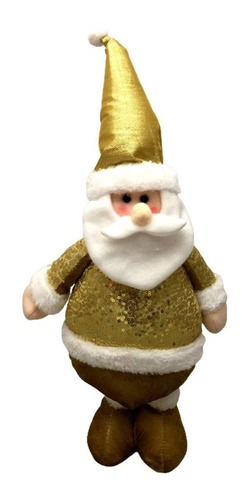 Imagem 1 de 4 de Boneco Papai Noel Em Pé Dourado Gold Luxo Decoração Natal
