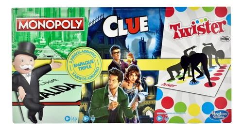 Monopoly Clue Twister Empaque Triple Juegos De Mesa Hasbro