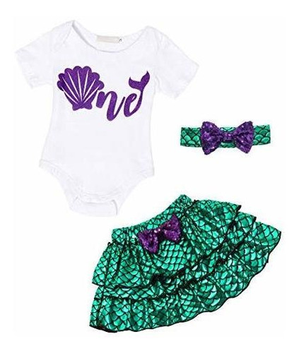 Conjunto De Traje De Sirenita Amzbarley Para Niñas Primer Cu