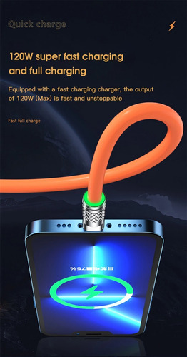 Cable Usb C Carga Rapida Micro Usb Triple Androide Luz Led