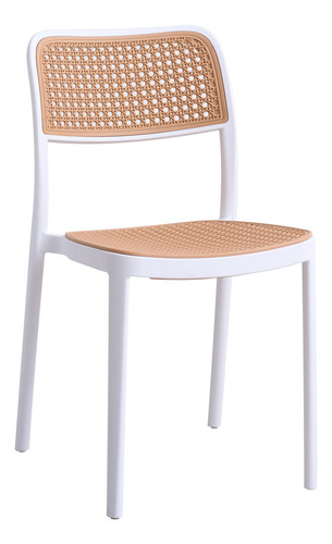 Silla De Comedor Tina Packx4 Diseño Rejilla Plástica Baires4 Estructura De La Silla Blanco Asiento Marrón Claro Diseño De La Tela Rejilla De Viena