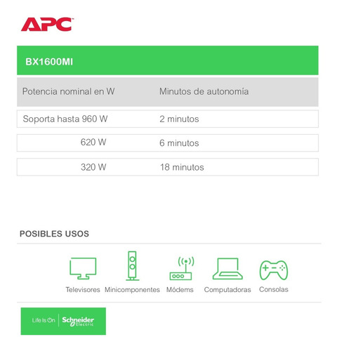 Imagen 5 de 6 de Apc Back-ups 1600va, 230v, Avr, Universal Sockets