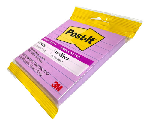 Block Notas Adhesiva 3m Post-it Super Sticky Raya 10cm 90hjs