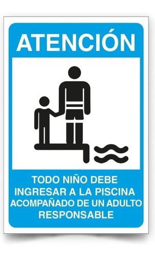 Señal Ingreso A Piscina Niños 45x30cm Metálica