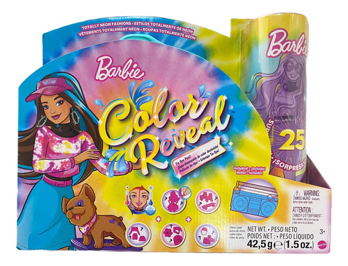 Barbie Color Reveal Estilo Totalmente Neón Tie Dye Castaña