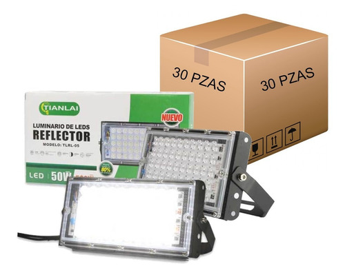 Paquete Reflector Led 50w Ilumina 500w 3600lm 30 Piezas C7s