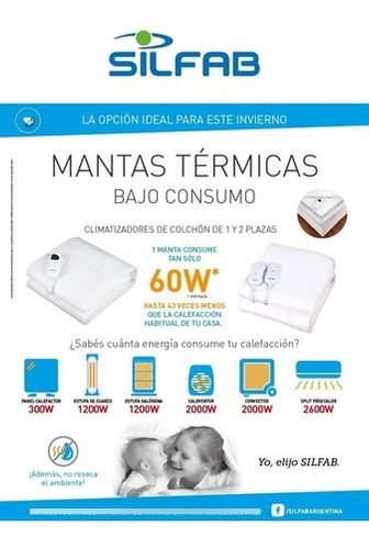 Imagen 3 de 11 de Manta Térmica Polar Calienta Cama Silfab 3-temp Mtd-100