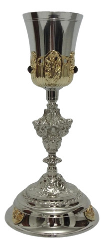 Cálice Trabalhado C/ Pedras Banho Níquel/ouro - Frete Grátis