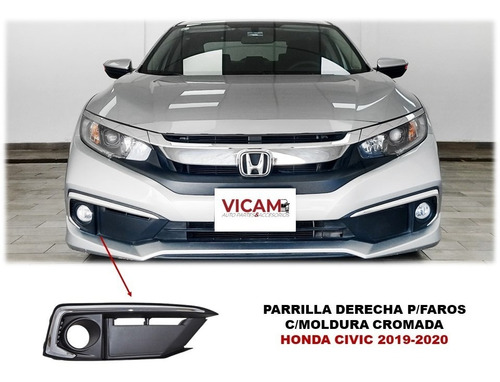 Parrilla Derecha Para Faro De Niebla Honda Civic 2019-2020
