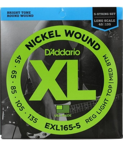 Cuerdas Para Bajo Daddario 5 Cuerdas Exl165-5