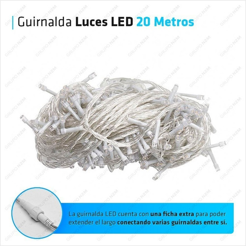 Guirnalda Luces Led Foquitos 20 Metros 220v Navidad Premium