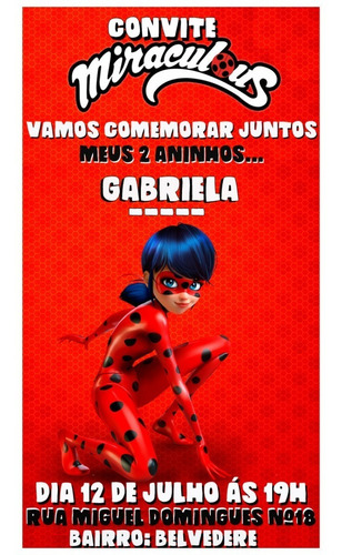 Imagem 2 de 2 de Convite Virtual Para Aniversário Miraculous \ Ladybug