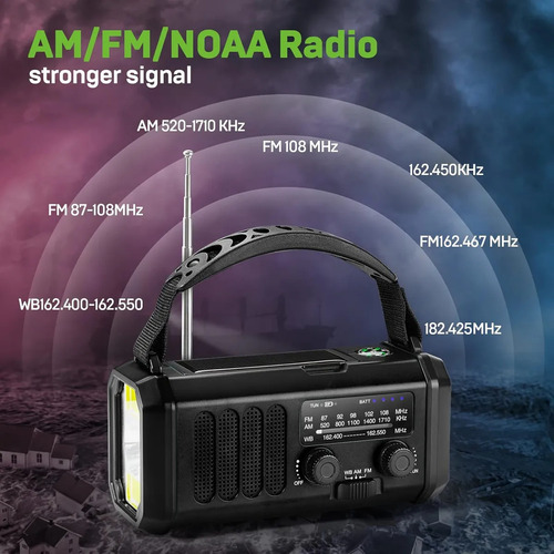 Emergency Radio 10000mah ,solar Hand Crank Radio With Am/fm