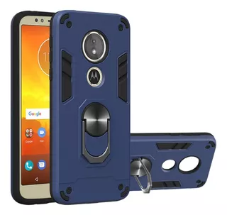 Funda Case Para Motorola Moto E5 Con Anillo Metálico Azul