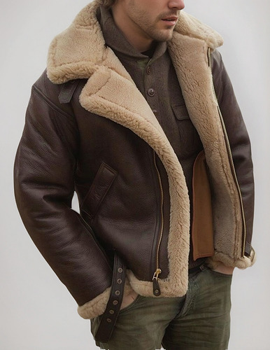 Abrigo De Invierno Duradero Con Forro De Piel Sintética Para Hombre