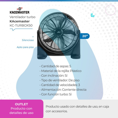 Imagen 2 de 7 de Turbo Ventilador Kacemaster 20 Kc-turbox50 Outlet