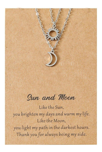 Collares De Tarjetas De Amigos Con Sol, Luna Collar Sencillo