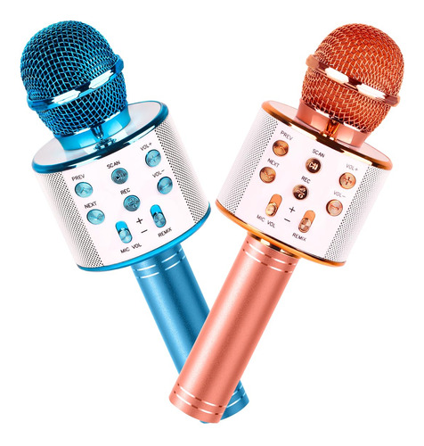 Verkb Paquete De 2 Microfonos De Karaoke Para Ninos, Microfo