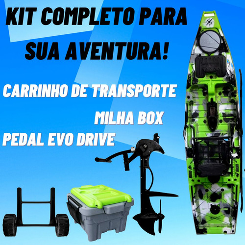 Caiaque Iron Com Pedal Evo Drive Milha Box E Carrinho