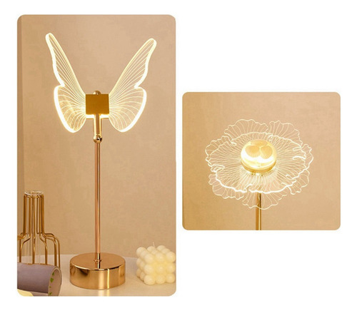 K Lámpara De Mesa T9 Butterfly Recargable Por Usb, Estilo