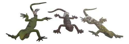 Lagartijas Iguanas Juguete De Goma Dura X 3 Unidades Verde