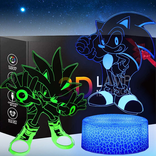 Luz Nocturna 3d Sonic The Hedgehog Toys Do Diseño 16 Cr