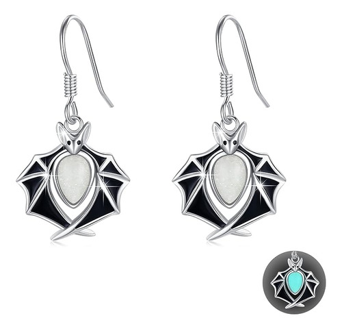 Aretes Murcielago Plata 925 Que Brillan En Oscuridad Aretes