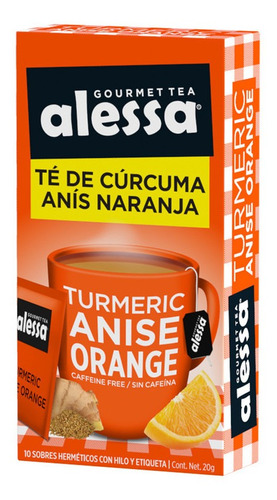 Té Gourmet Alessa De Cúrcuma Anís Naranja - 10 Sobres