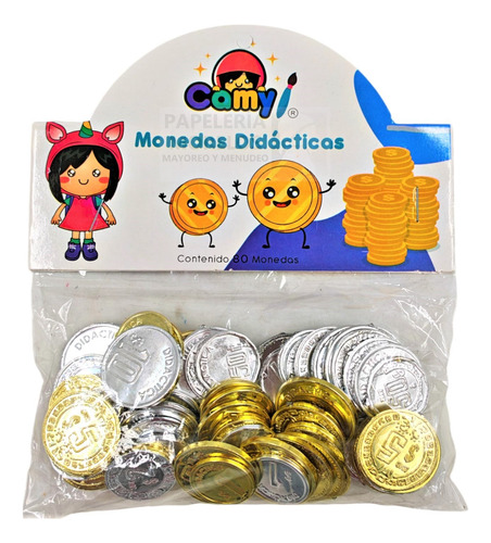480 Monedas Didácticas Cromadas De Plástico Escolar