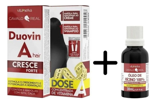 Duovin A Hair Cresce Forte + Óleo De Rícino Cavalo Real Vs