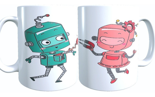 2 Tazas Dia San Valentin Regalo Dia Amor, Pareja Robots