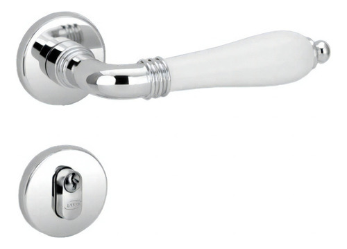 Fechadura Externa Lily Cromada Com Branco Imab 55mm Clássica