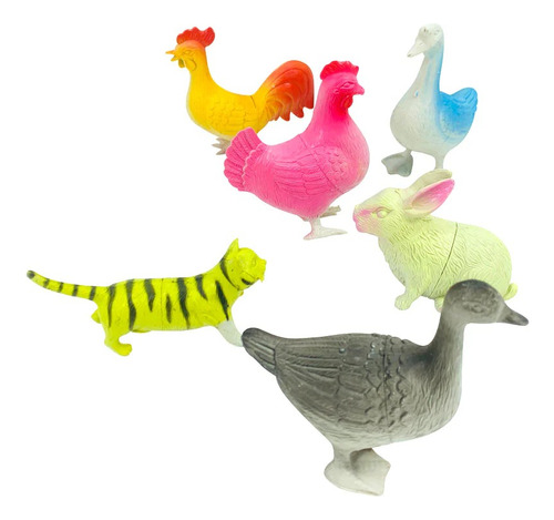 Juguete Animales De Granja De Goma Set Plastico