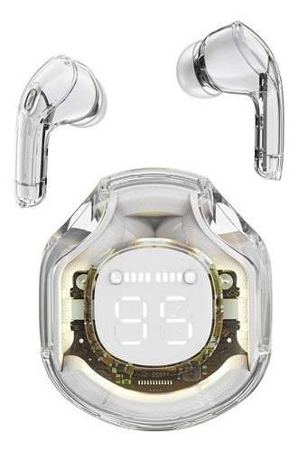 Audífonos in-ear inalámbricos Acefast T8 Cristal IPX4 T8 blanco con luz LED