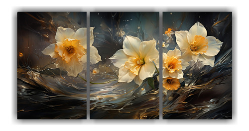 150x75cm Set 3 Composiciones Florales A Narcisos Flores Colo