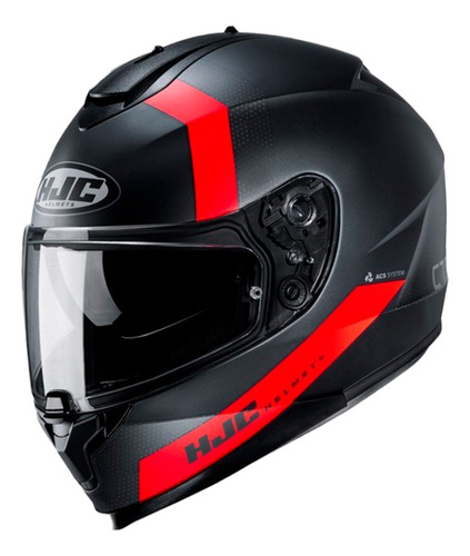 Casco Integral Hjc C70 Eura Negro Rojo Matte