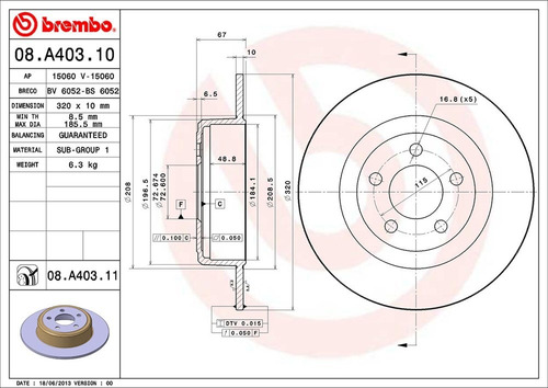 Disco De Freno/ Chrysler 300 Base 2005 A 2007 Trasero Macizo
