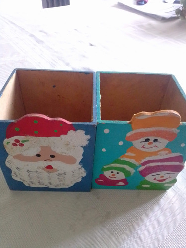 2 Cajas De Madera Motivos Navideño