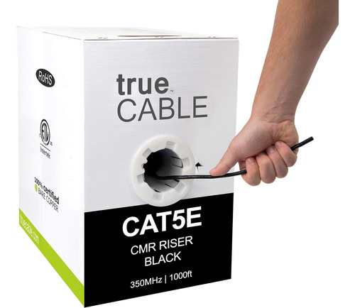 Truecable Cat5e Riser (cmr), 1000 Pies, Negro, 24awg 4 Pares