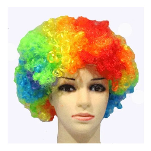 Peluca Payaso Afro Colores Halloween Disfraz