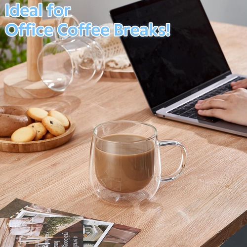 Juego De 2 Tazas De Café De Vidrio De Doble Pared De 16 Oz,