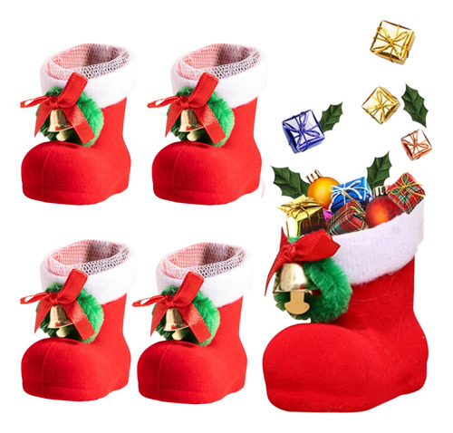 Botas Navideñas Con Forma De Caramelo, 4 Unidades, Adornos N