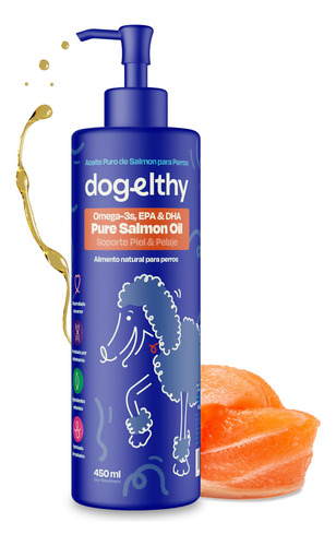 Dogelthy Aceite De Salmon Omega 3 para Perros y Gatos. Pure Salmon Oil de 450 ml