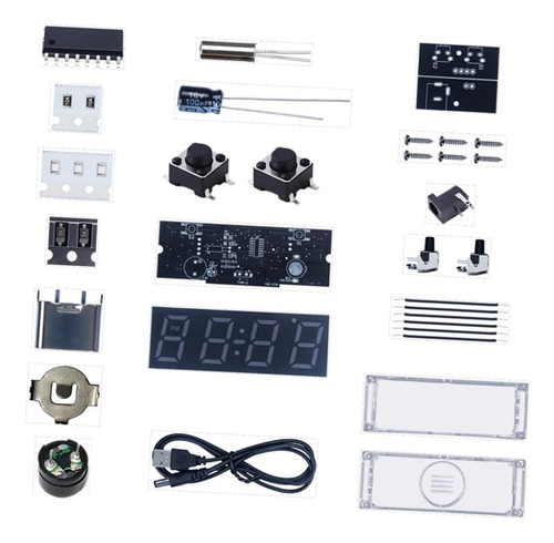 Kit De Relógio Digital Diy Smart 0603rgb Beads Diy Com Capa