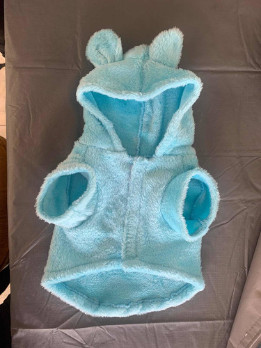 Imagen 4 de 5 de Ropa Buzo Para Mascotas Capota Azul Piel De Conejo Talla S