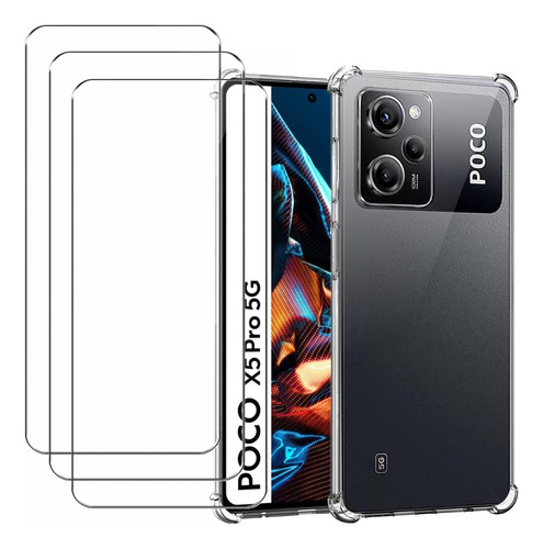 Funda Reforzada Mas Vidrio Full Cover Xiaomi Poco X5 Pro 5g